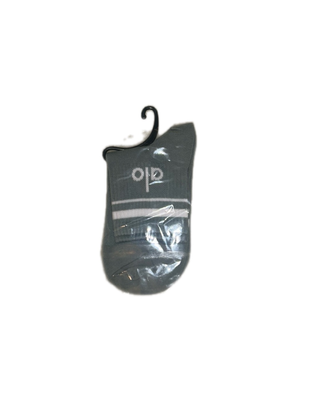 ALO Yoga Grey Athletic Crew Socks with White Stripe